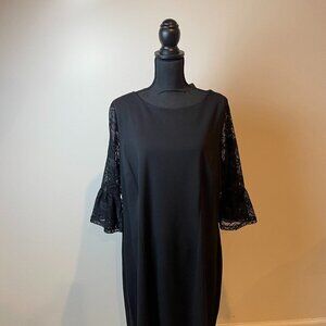 NWT Ashley Stewart Black Lace sleeve dress Size 18-20